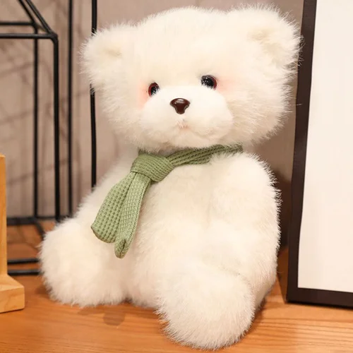 عروسک خرس سفید شالگردنی